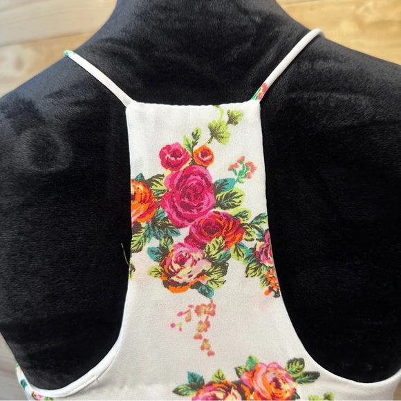 EUC Nymphe Spaghetti Strap Tank Floral Racerback Shirt Small Orange Red Pink - Picture 3 of 5